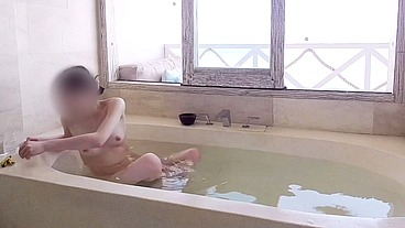 Bathing scene at a resort hotel