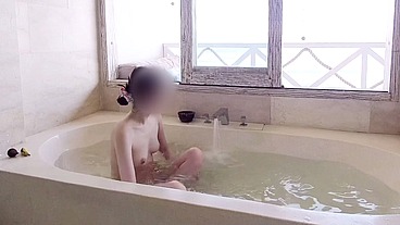 Bathing scene at a resort hotel