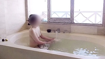Bathing scene at a resort hotel