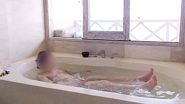 Bathing scene at a resort hotel