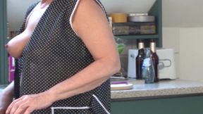 German housewife rides dick in the living room