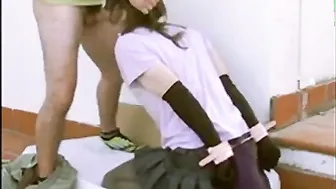 Outdoor face fuck with crossdresser in pet play tail