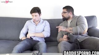 Bearded daddy drills twink raw after sloppy blowjob