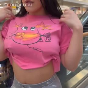 titty drop, a beautiful woman, lifting up her, video created by AI