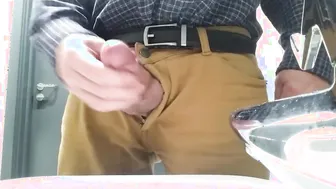 Skinny Guy Jerks Off Big Cock and Cums at Work