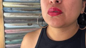 Goddess Lust in Red Lips Burping Up Close Fetish - Belching ASMR Mouth Fetish