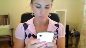 Desirable babe with a sensational butt is stripping & masturbating like mad