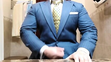 Big-Cock Daddy Strokes in Suit