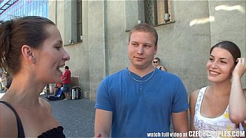 Authentic Czech couple in public foursome with POV blowjob