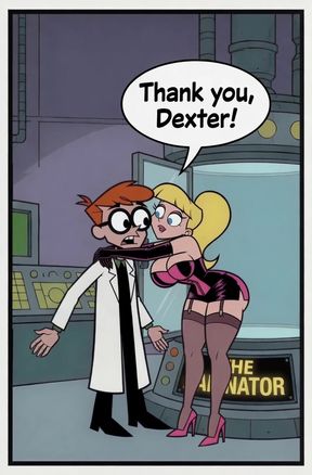 Dumb blonde gets transformed in a comic book fantasy