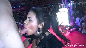 Latina bombshell Kesha Ortega gives public blowjob and parades big tits
