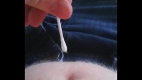 Albino innie belly botton soft poking with ear sticks 1