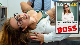 A sexy boss in glasses fucks her manager on the office table
