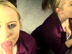 Double vision-blonde girl's dripping salivating deepthroat