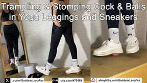 Trampling & Stomping Cock & Balls in Yoga Leggings and Sneakers