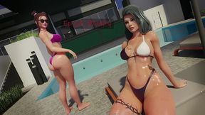 away from home #41 - animated sex game where two milfs give a body massage