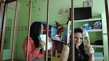 2 ABDL caregivers watch you messing diaper in crib Caroline Pierce