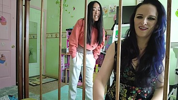 2 ABDL caregivers watch you messing diaper in crib Caroline Pierce