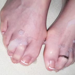 Condom, feet, cum