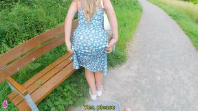 Amateur babe gets remote-controlled orgasm then fucked hard in public