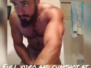 Hot Ripped Italian Bodybuilder Posing Nude Flexing and Masturbate in bathroom