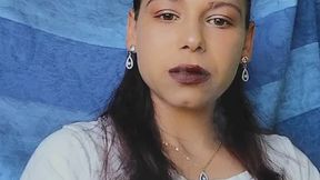 Dark Red Lips Nose Exhale