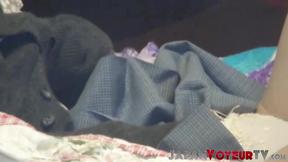 ”Japanese whore plays with her bushy muff on secret tape”