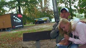 Public Outdoor Sex with Cum on Face and Hard Fucking