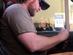 Horny Guy Bustin A Nut at the Bank ( Hands free Public Cum )