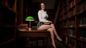 naughty redhead librarian: mini skirt tease & hard library fuck ai generated