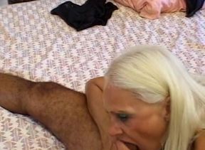 Blonde mature gets double penetrated at the casting