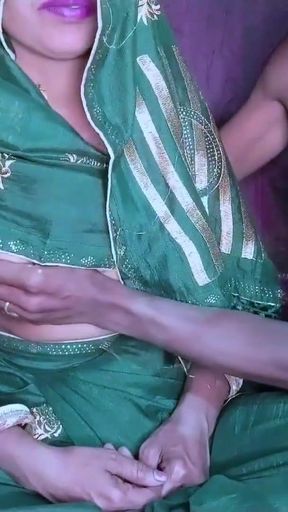 Iconic moment from &quot;India Desi housewife green saree blouse me chudai hindi doggy style mein and boob press&quot;