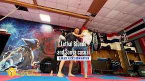 Lethal Blonde and Sonya casual karate kicks domination