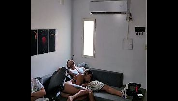 Best friend's GF gets fucked on the couch next to him