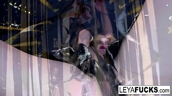 Leya Falcon strips at a Gold covered Strip Club