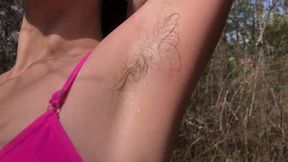 Lucy&#039;s sweaty hairy armpits after running in the sun 4k60