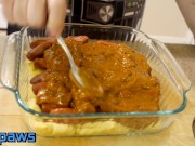 b0ypaws Cooking Tutorial: Chili Cheese Dog Cobbler