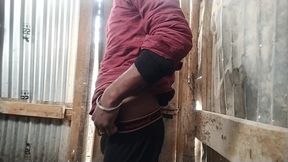 Real Gay Tasgendar faking outdoor bathroom