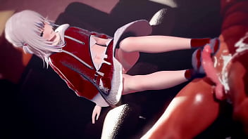 Gawr Gura Footjob Hentai Hololive VTuber Cumshot MMD 3D Red Clothes