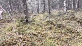 Naked and lost in the forest in high heels