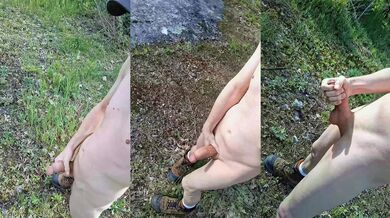 Big Cock Masturbating Outdoors in Ontario Canada Nude Bisexual Solo