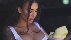 horny car cleaner - high quality solo, cleaning the car and playing with the hose - susy gala