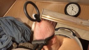 A hollow urethral sound and estim torture makes cum ooze up and out.