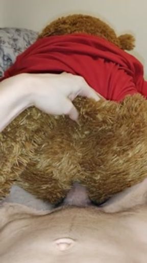 Fucking my best friend teddy bear in his tight ass without a condom (turn up the volume)