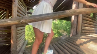 Risky Public Cowgirl fuck and almost got caught