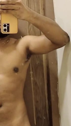 Indian / Desi Muscular Guy Flashing Big Black Cock / Lund, Solo Cum..