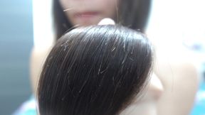 An Indian Girl Combs Her Hair Naked, Then Makes an Asmr Video of Herself Combing Her Hair, Then Shows It up Close, Making Asmr