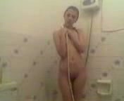 Young brunette Turkish girlfriend takes shower exposing her goodies