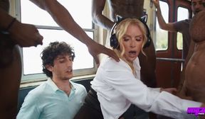 rough gangbang with multiple cumshot on public