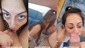 knees down, throat open: candie cross’ condom blowjob breaks her (cfnm ball worship to cumface)